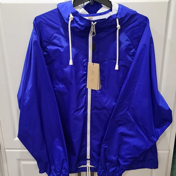Burberry Blue Hooded Raincoat (Unisex) - Picture 1 of 7